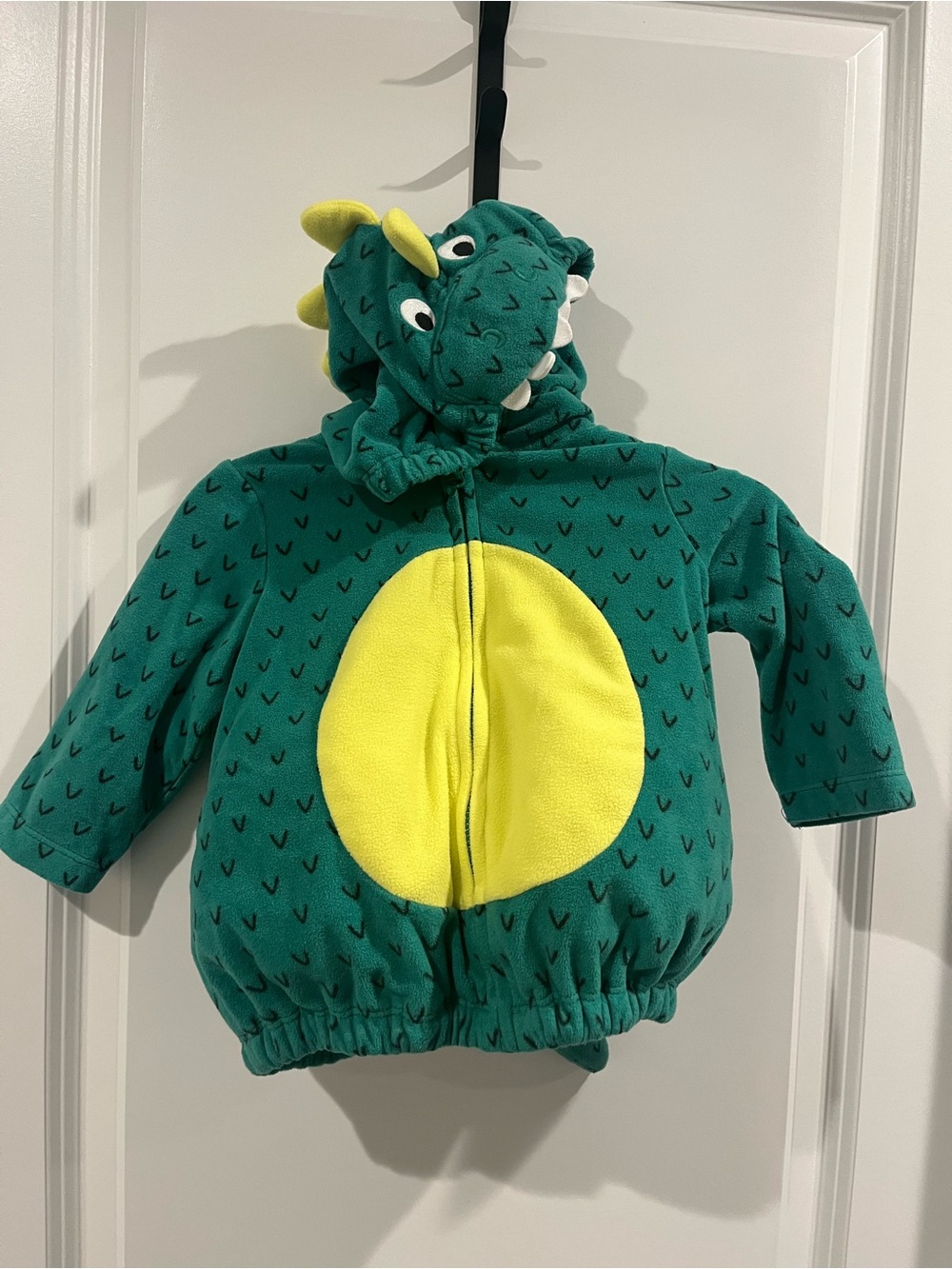 Green Dinosaur Dragon Hooded Baby Jacket with Yellow Belly